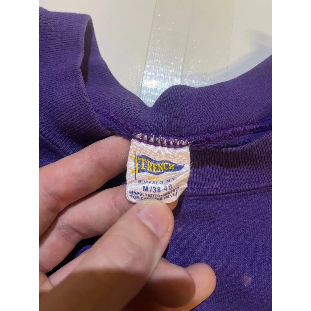 Vintage LSU Football Sweatshirt Trench Mfg Co Purple Raglan Crewneck Mens Medium